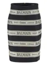 Balmain Ribbon Motif Short Jacquard Skirt In Black