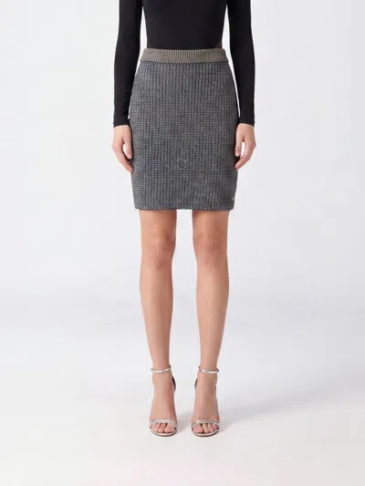 Balmain Embroidered Metallic Tweed Mini Skirt In Gray