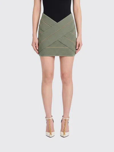 Balmain Jersey Mini Skirt  In Green