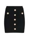Balmain Black Mini Pencil Skirt With Jewel Buttons In Stretch Viscose Blend Woman In Black