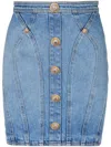 Balmain Denim Skirt In Blue