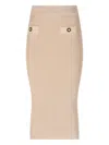 Balmain Ribbed Knee-length Pencil Skirt In Beige