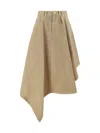 Balmain Asymmetrical Cotton Skirt In Beige