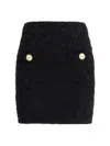 Balmain Button-embellished Tweed Mini Skirt In Black