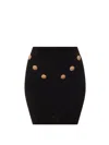 Balmain Fitted Knit Skirt With Textured Pattern In Black