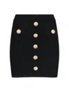Balmain Knitted Mini Skirt With Embossed Buttons In Black