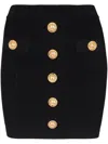 Balmain Knitted Mini Skirt With Embossed Buttons In Black