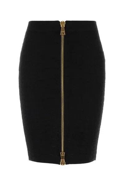 Balmain Women Black Stretch Viscose Blend Skirt