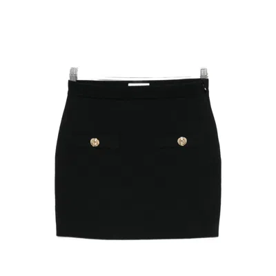 Balmain Button-embellished Knitted Mini Skirt In Black