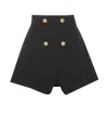 Balmain Wool Grain De Poudre Mini Skirt In Black