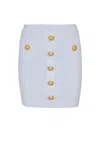 Balmain 2-pockets Button-front Rib Mini Skirt In Bleu Pâle