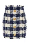 Balmain Checked High-rise Tweed Miniskirt In Blue
