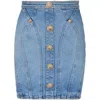 Balmain Buttoned Mini Denim Skirt In Blue