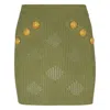 Balmain Openwork Knit Mini Skirt In Green