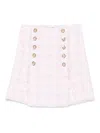 Balmain Tweed High Waist Buttoned Mini Skirt In White