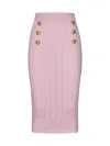 Balmain Viscose Knit Midi Skirt In Pink