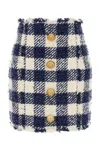 Balmain Checked High-rise Tweed Miniskirt In Printed