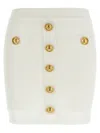 Balmain Knit Mini Skirt With Embossed Buttons Women In White