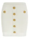Balmain Knit Mini Skirt With Embossed Buttons Women In White