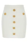 Balmain Knit Mini Skirt With Embossed Buttons Women In White