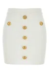 Balmain Knit Mini Skirt With Embossed Buttons Women In White
