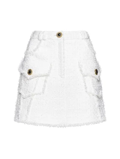 Balmain Cotton-blend Weed Miniskirt In White