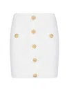 Balmain Knit Mini Skirt With Embossed Buttons Women In White
