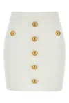 Balmain Knit Mini Skirt With Embossed Buttons Women In White