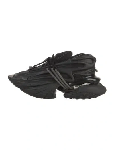 Pre-owned Balmain Skull Leather Athletic Sneakers In Black