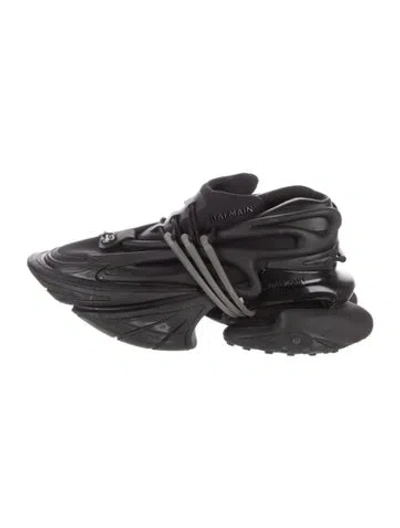 Pre-owned Balmain Skull Leather Chunky Sneakers In Black