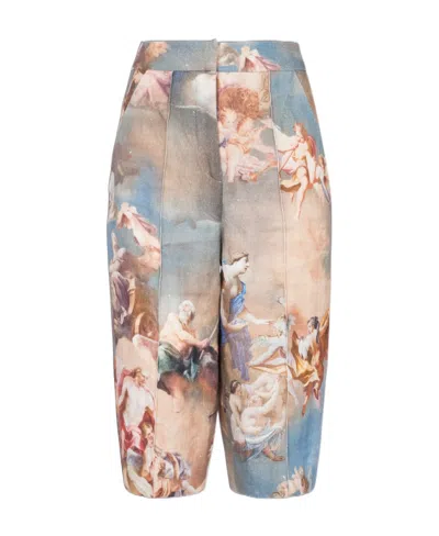 Balmain Sky Printed Canvas Bermuda Shorts In Nude