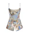 Balmain Patterned Satin Top With Back Zip In Multi