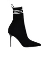 Balmain Sock Heeled Boots With Logo Print In Black