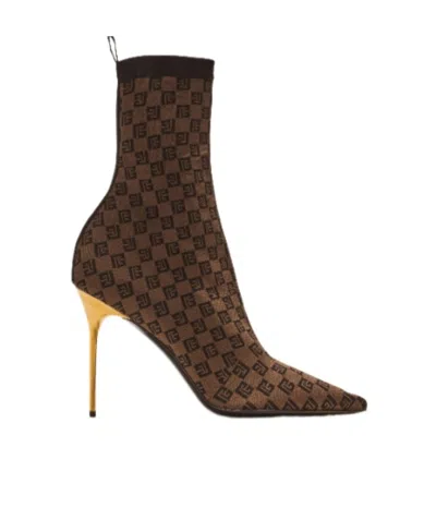 BALMAIN BALMAIN SKYE KNITTED HEELED ANKLE BOOTS