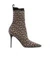 Balmain 100mm Knitted-upper Pointed-toe Boots In Black