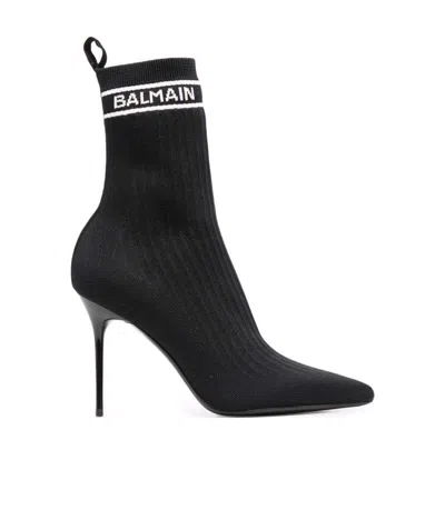 BALMAIN SKYE STRETCH KNIT ANKLE BOOTS