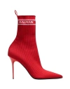 Balmain Intarsia Logo High Stiletto Heel Red Boots In Red