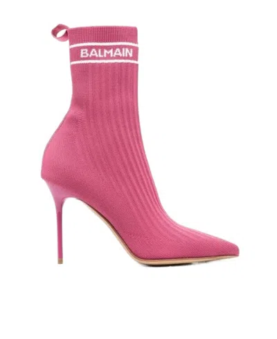 Balmain Skye Stretched Ankle Boots In Pink