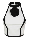 Balmain Rose-appliqué Halterneck Top In Black