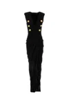 Balmain Tailored Gown With Embossed Button Details In Noir