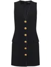 Balmain V-neck Button-front Minidress