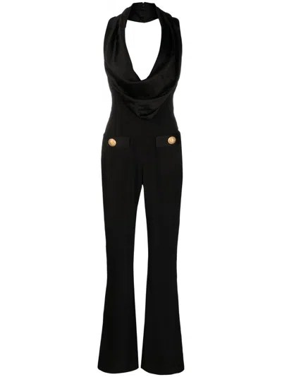 Balmain Off-shoulder Sleeveless Jumpsuit In Black