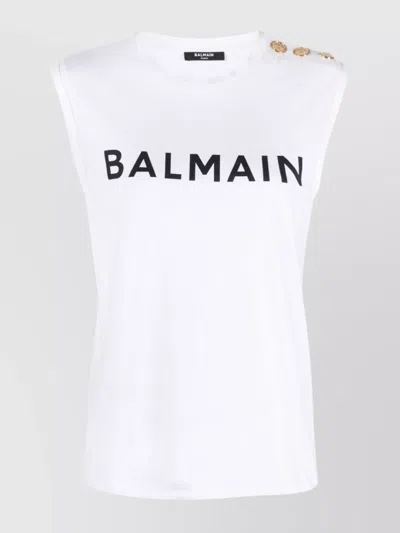 Balmain Sleeve Detail Crew Neck Top