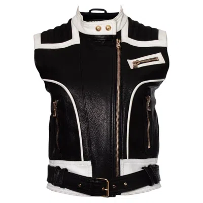 Pre-owned Balmain , Sleeveless Biker Jacket In Black