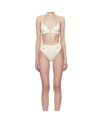 Balmain Sleeveless Bikini Top Set In Nude