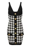 BALMAIN SLEEVELESS BLACK KNIT DRESS WITH EMBOSSED GOLD BUTTONS FOR WOMEN