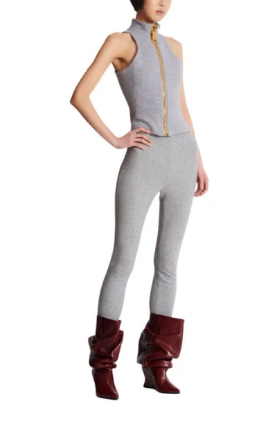 Balmain Sleeveless Cotton Knit Top In Gray