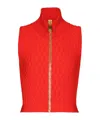 Balmain Sleeveless Crocodile-knit Top In Red