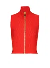 Balmain Textured High Neck Sleeveless Top In Red