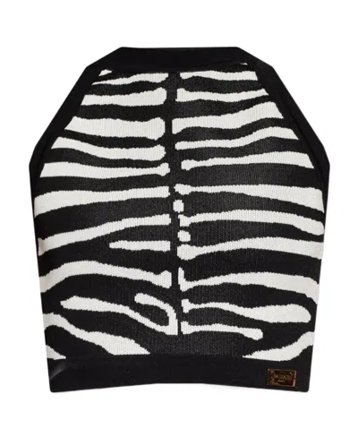 Balmain Sleeveless Cropped Top In Eer Noir/naturel